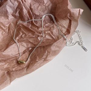 Dylam Trendy Simple Design Ins Style 18k <b>Gold</b> Plated Silver <b>Solid</b> <b>Gold</b> Ball Bead <b>Pendant</b> Necklace for Women - Product Image 6