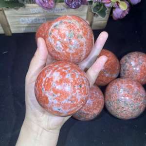 All'ingrosso prezzi naturali di cristallo sfera di guarigione arancione <span class=keywords><strong>pietra</strong></span> <span class=keywords><strong>del</strong></span> <span class=keywords><strong>sole</strong></span> con mica sfera per la vendita - Product Image 3