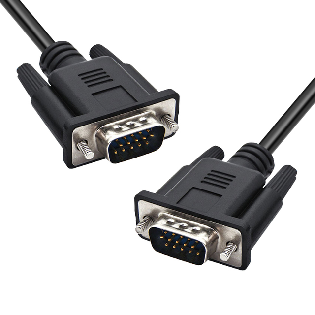 Computer Video Vga to Vga Cable 1.5m 1.8m 3m 5m Long 10 Meter With Screws Male to Male Black Cable Vga