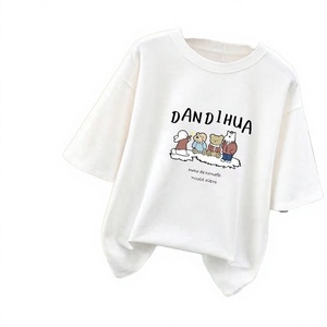 T-shirt d'été décontracté pour femme, col rond, manches courtes bouffantes en dentelle, soie/coton, 180g, vente en gros, nouveau modèle - Product Image 4