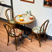 Combinaison table et chaises en bois massif de style vintage américain, marque Suidu, modèle 205, pour restaurants commerciaux, cafés, salons