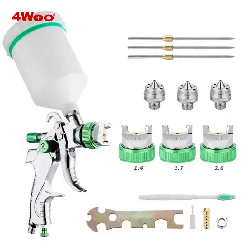 Hot Sale Spray Gun Paint Sprayer Kit 1.4mm 1.7mm 2.0mm Nozzles Needle Cap Automotive Air Paint HVLP Sprayer Gun Kit