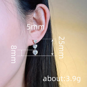 <b>Minimalist</b> Heart Zircon Drop Earrings for Women Elegant Everyday Fashion <b>Jewelry</b> - Product Image 5