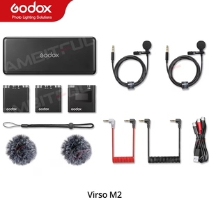 Ensemble de microphones sans fil Godox Virso M1 M2 2,4 GHz pour <span class=keywords><strong>Sony</strong></span>, compatible avec les microphones d'interview, enregistrement, émetteur, plastique - Product Image 6