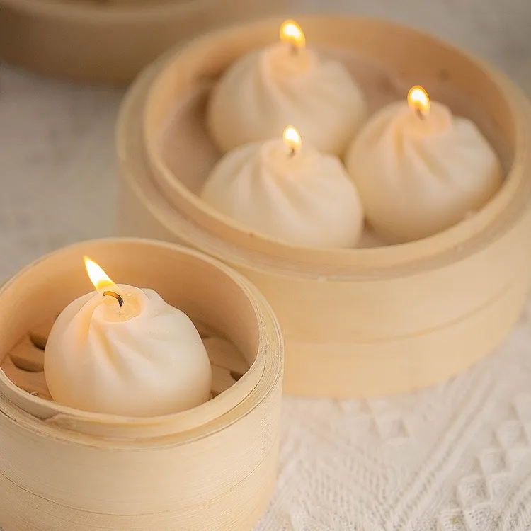 Nuovo arrivo Xiao Long Bao panino al vapore Dim Sum cibo cera di soia aromaterapia candele home fragrance decor novità regalo candela profumata