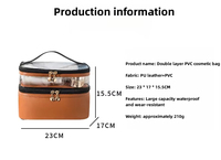 Trousse de Maquillage Grande Capacité Double Couche Portable Multifonctionnelle Étanche Écologique avec Fermeture Éclair pour Articles de Toilette