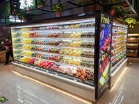 Refroidisseur d'air ouvert sur pied de 3,8 mètres avec contrôle numérique réglable et dégivrage automatique pour supermarchés