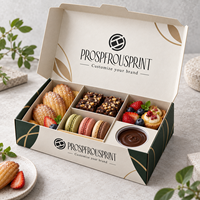 Boîte de traiteur personnalisée avec séparateur et coupelle à sauce pour pâtisseries, desserts, charcuterie, snacks et sandwichs