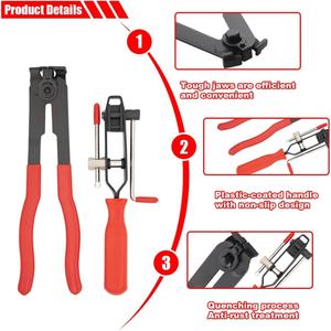 Jeu <span class=keywords><strong>de</strong></span> 2 pinces pour colliers <span class=keywords><strong>de</strong></span> serrage <span class=keywords><strong>de</strong></span> soufflet <span class=keywords><strong>de</strong></span> cardan, kit d'outils universels <span class=keywords><strong>de</strong></span> serrage à oreilles avec coupe-câbles pour essieux automobiles et flexibles d'aspiration - Product Image 3