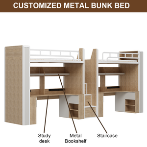 2025 nouveau Design Twin XL cadre de lit superposé en acier pleine grandeur avec bureau d'étude et armoire de rangement pour la maison chambre école jeunesse hôtel - Product Image 2