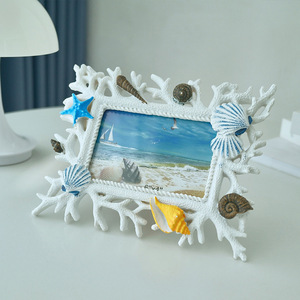 Marco de Fotos de Resina con Conchas Marinas Mediterráneas, 6 Pulgadas, Adorno Hecho a Mano para Mesa, Decoración de Boda - Product Image 2