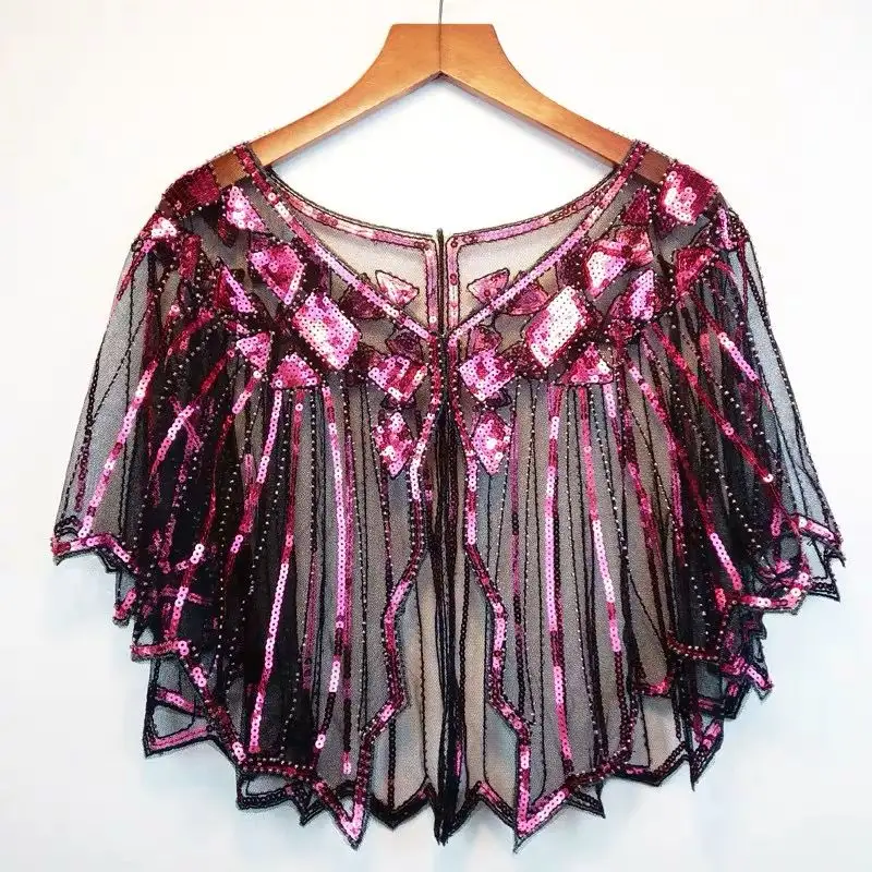 Ecoparty Vrouwen S 1920S Sequin Sjaals Sparkly Flapper Avond Wrap Cape