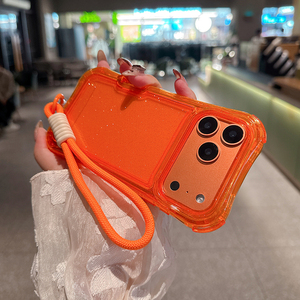 Funda de teléfono móvil 3 en 1 con cojín de aire Beautyline brillante para <span class=keywords><strong>iPhone</strong></span> 17 16 15 14 13 12 11 Pro Max, funda de parachoques con cordón para mujer 360 - Product Image 1