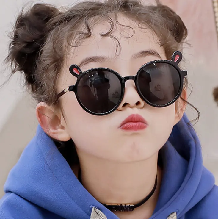 New Trendy Kids Sunglasses Stylish Cute Bear Ears Round Glasses Transparent Cartoon Kid Glasses