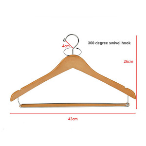 Cintre en <span class=keywords><strong>bois</strong></span> de couleur naturelle avec barre de verrouillage pour le bureau et le salon, pour costumes et vêtements - Product Image 4
