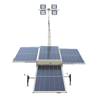 Tour d'éclairage solaire mobile pour l'extérieur, projecteur solaire LED pour rues et jardins, sur remorque