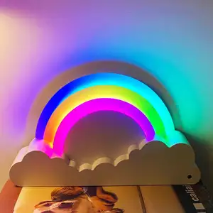Schattige Kleurrijke Tafellamp Wolk Regenboog Vorm Led Nachtlampje Voor Slaapkamer Huisdecoraties