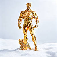 Statue de Culturiste Masculin Doré et Musclé, Sculpture Brillante de Force, Décoration de Bureau, Trophée Cadeau pour les Amateurs de Fitness