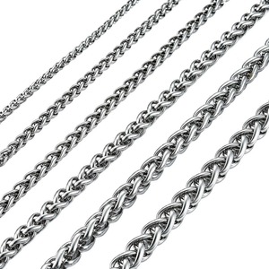 Collar de Acero Inoxidable para Hombre, Cadena de Eslabones Tipo Trigo Trenzada para Mujer, Joyería Impermeable para el Cuello, Accesorios, Gargantilla, Regalos de Navidad - Product Image 1