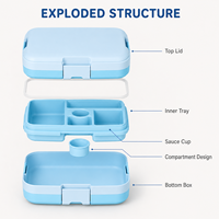 Boîte à lunch bento sans BPA pour enfants, boîte à lunch anti-fuite avec ustensiles, boîte à lunch pour enfants de qualité alimentaire