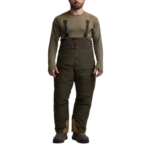 Salopette de chasse et de pêche pour homme, marron terre, unie, taille haute, poches sur les cuisses zippées, genoux renforcés et articulés - Product Image 1
