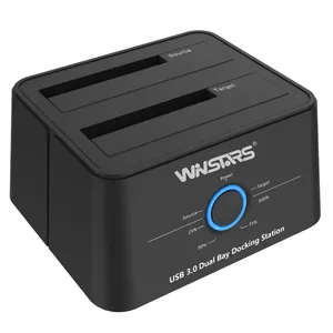 Winstars Çift Bay HDD Yerleştirme Istasyonu USB 3.0 5 Gbps süper hızlı harici sabit disk baz kutusu SATA Adaptörü 2x10 TB