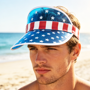 Visera con Bandera Americana de EE. UU. para Mujer y Hombre, Visera de Playa Patriótica de PVC, Protección UV, para el 4 de <span class=keywords><strong>Julio</strong></span>, Golf, Tenis, Verano - Product Image 1