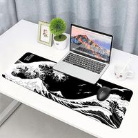 Grand tapis de souris de jeu XL à motif vague de la mer Noire de Kanagawa, bord cousu, en stock