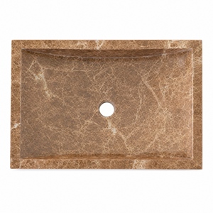 Poulars - Lavabo de Pedestal de Piedra Natural de Lujo para Montar en la Pared, Lavabo de Mármol Oscuro Emperador - Product Image 5