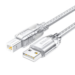 สายเชื่อมต่อ<span class=keywords><strong>เครื่อง</strong></span>พิมพ์ SAMZHE แบบใส สีขาว USB-A ถึง USB-B พร้อมแกนเฟอร์ไรต์คู่ AM/BM สำหรับ<span class=keywords><strong>เครื่อง</strong></span>พิมพ์ HP <span class=keywords><strong>Canon</strong></span> Epson - Product Image 1