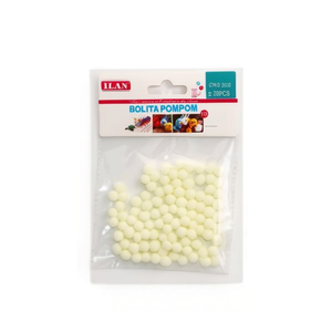 Palline di pon pon ILAN 0,8 cm colore crema, articoli per artigianato e decorazioni fai da te - Product Image 1