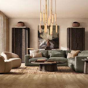 Sillón RH <span class=keywords><strong>LUISA</strong></span>, Sillón de Tela Texturizada Beige Curvo y Acolchado, Moderno y Lujoso para Sala de Estar u Oficina en Casa - Product Image 1