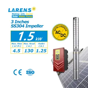 LARENS 3 Inches AC DC Solar Powered Hybrid Water Pump Deep Well Solar Pumps for Agriculture Irrigation