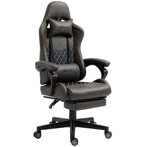 <span class=keywords><strong>Sedia</strong></span> <span class=keywords><strong>da</strong></span> Gaming Ergonomica in Pelle PU Diamantata, Girevole e Reclinabile con Schienale Alto, Altezza Regolabile, Poggiapiedi e Supporto Lombare - Product Image 2
