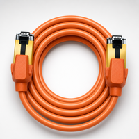 Kabel Patch Ethernet Tembaga Telanjang Berpelindung Ganda SFTP Cat7/Cat8 Kecepatan Tinggi dengan Jaket PVC RJ45 untuk Rak Server Pusat Data 5ft