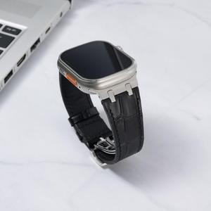 Boucle pliante en cuir à motif de bambou <span class=keywords><strong>AP</strong></span> pour bracelet de montre Apple pour IWatch SE 6 7 8 9 10 11 42 46 49mm Style mature et stable - Product Image 4