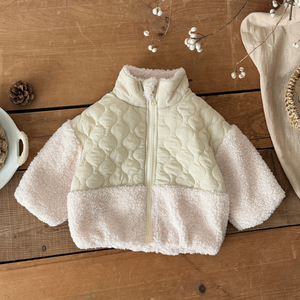 Veste matelassée doublée <span class=keywords><strong>Sherpa</strong></span> OEM personnalisée pour enfants, <span class=keywords><strong>manteau</strong></span> d'hiver épais et chaud à blocs de couleurs pour bébé garçon fille - Product Image 6