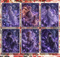 Feuilles d'art pelables de la série Curse Star Echo, Double Histoire Fantastique, Œuvre d'art Anime Style Ukiyo-e en Encre Rouge Prune, Neige et Or