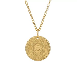 Collier avec pendentif rond en argent Sterling S925, chaîne en or de 405Cm, style chinois rétro, cadeau pour femmes - Product Image 5