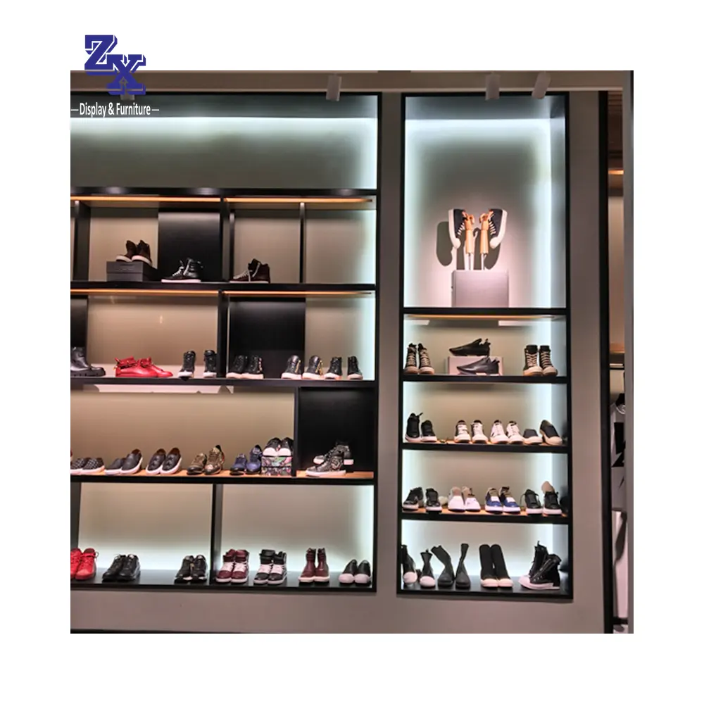 Scaffale per vetrina per scarpe di qualità personalizzata per negozio di scarpe