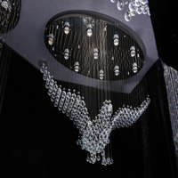 Lustre en cristal, luminaires de plafond en cristal pour hall, décoration d'hôtel et de villa, luminaires de plafond pour hall avec motifs d'aigles et de mouvements d'oiseaux