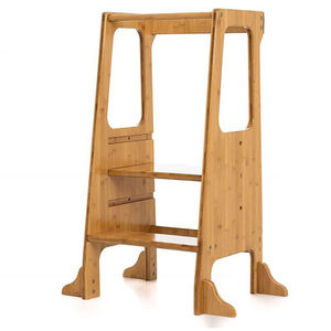 Cross-border <b>bamboo</b> and wood three-in-one folding learning tower Montessori climbing chair children's washroom steps kitchen - Product Image 2
