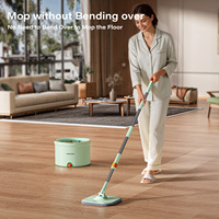 Serpillères Homettler, serpillère télescopique en acier rotative à 360°, serpillère en microfibre mains libres auto-nettoyante, taux de déshydratation élevé