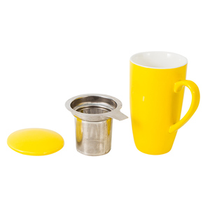 Tasse à café en porcelaine, pièces, couleurs assorties, tasse à thé en céramique avec infuseur en acier inoxydable et couvercle de gel de silice - Product Image 5