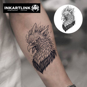 INKARTLINK Autocollant de tatouage Phoenix Aigle Mythique Oiseau de Feu Réaliste à base de plantes Semi-permanent 15 jours Art corporel Fournitures en gros - Product Image 2