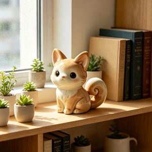 Adorno de Resina para Escritorio con Forma de Gato Naranja Pequeño de Cola Rizada Color <span class=keywords><strong>Caramelo</strong></span>. Esculpido y fundido por Bozhiyi - Product Image 6