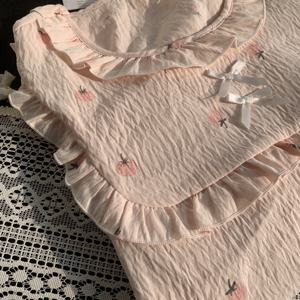 Conjunto de Pijama de Franela de Doble Gasa de Dos Piezas con Estampado de Fresas y Manga Larga del Comerciante, Ideal para <span class=keywords><strong>Dormir</strong></span> en Casa con Almohadilla - Product Image 4