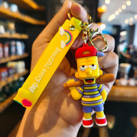 Porte-clés 3D en PVC souple des Simpsons, pendentif de sac, anti-perte, pour clés de voiture