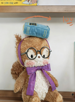 Peluche personnalisée Bobotta écureuil avec lunettes et nœud écossais, poupée en peluche douce