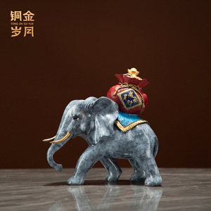Copper And Gold Years Auspicious <b>Elephant</b> Bronze Ornament Handmade Table <b>Decoration</b> For Chinese New Year Living Room - Product Image 3